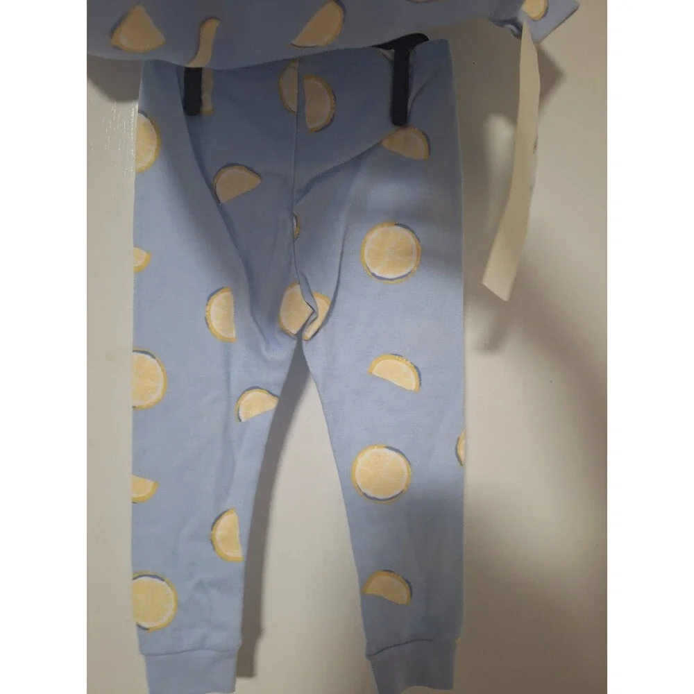 Carter's Child of Mine 2-Piece Cotton Knit Pajama Set 18M Blue Lemon Print